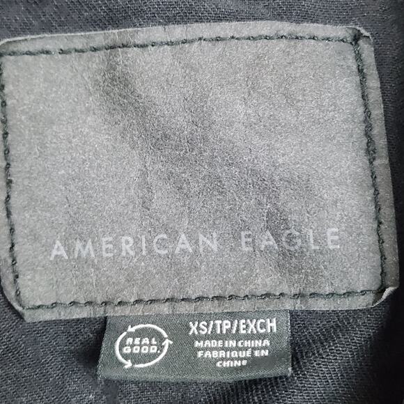 American Eagle XS Black Distressed Denim Cropped Jacket - Picture 3 of 7